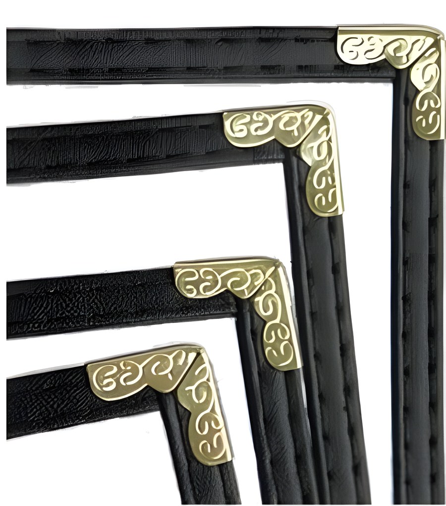Aces Mark black menu covers with gold protective corners